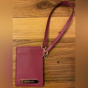 MICHAEL KORS pink leather wristlet credit card ID holder wallet
